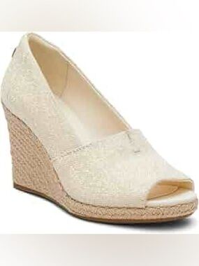 Toms Cream Open-Toe Wedge Espadrille size 9